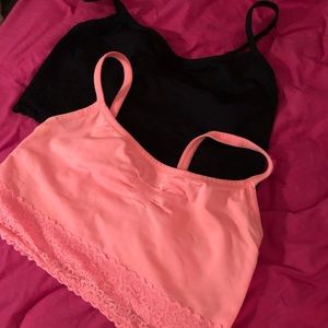 Black and coral bralette set